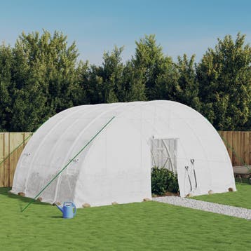vidaXL Kas met stalen frame wit 24 m² 6x4x2,85 m, Verzenden, Nieuw