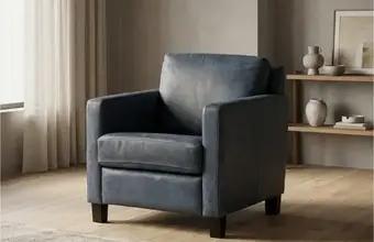 Leren fauteuil met houten poten, Ophalen of Verzenden, Nieuw, Leer