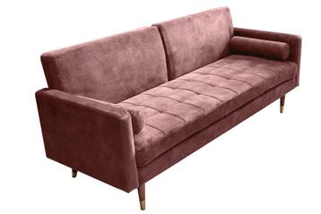 Moderne slaapbank COUTURE 196cm oudroze microvelours 3-zits, Ophalen of Verzenden, Nieuw