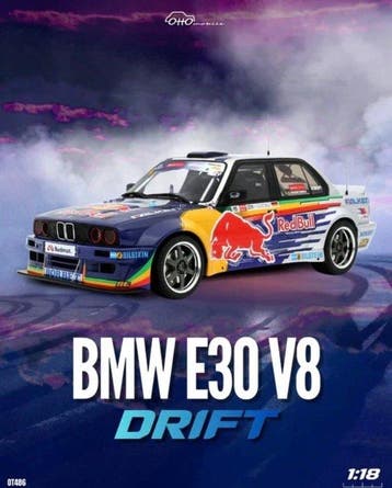 Otto Mobile 1:18 - Modelauto - BMW E30 V8 Drift Red Bull -, Nieuw