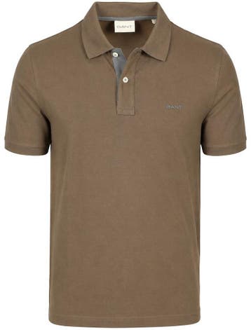 Gant Contrast Piqué Poloshirt Faded Taupe maat M Heren, Overige kleuren, GANT, Nieuw, Verzenden