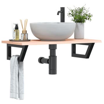 vidaXL Badkamer wandschap staal en massief eikenhout, Verzenden, Nieuw