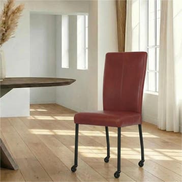 Leren eetkamerstoel Deal - Granada Rouge (rood) - Poten, Huis en Inrichting, Stoelen, Ophalen of Verzenden, Nieuw, Leer, Modern