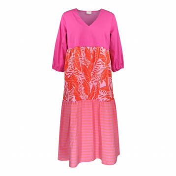 Milano Italy • roze midi jurk • 36, Kleding | Dames, Jurken, Verzenden, Roze, Maat 36 (S), Milano Italy