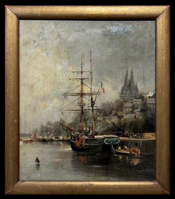 École française (c. 1900) - Au port de Rouen