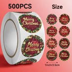 Sluitstickers kerstetiketten merry christmas hulstblad en, Ophalen of Verzenden, Nieuw