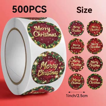 Sluitstickers kerstetiketten merry christmas hulstblad en, Ophalen of Verzenden, Nieuw