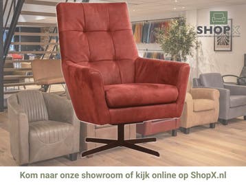 Leren draaifauteuil Central - Kenia Burgundy (rood), Nieuw, Ophalen of Verzenden, 75 tot 100 cm, Industrieel, Modern