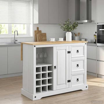 vidaXL Keukenopslag met lade Wit en Honing Was 112 x 70 x, Verzenden, Nieuw, Wit