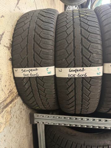 205-60-16 Semperit Winterbanden 5mm Incl Montage 205 60 16, Auto-onderdelen, Ophalen, Gebruikt, 16 inch, Band(en)