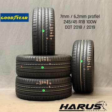245/45/18 100W Goodyear zomerbanden 7/6,2mm profiel 4X, Auto-onderdelen, Banden en Velgen, 18 inch, Ophalen of Verzenden, Band(en)