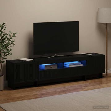 vidaXL 5-delige LED TV-kast Zwart Bewerkt hout, Minder dan 50 cm, Verzenden, Nieuw, Minder dan 100 cm