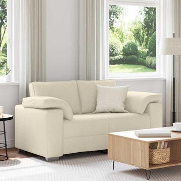 vidaXL 2-Zits Sofa Beige 160 cm Linnen-mix stof, Huis en Inrichting, Banken | Bankstellen, Verzenden, 150 tot 200 cm, Stof, Nieuw