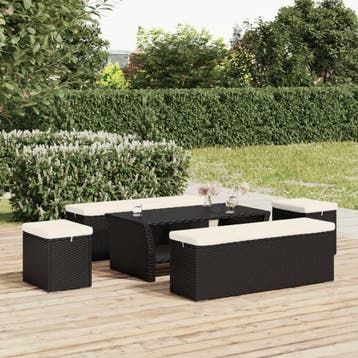 vidaXL Hockers met kussens 2 st 40x30x40 cm poly rattan, Verzenden, Nieuw