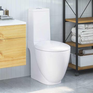 vidaXL Toilet met afvoer achter keramiek wit, Doe-het-zelf en Verbouw, Sanitair, Verzenden, Nieuw