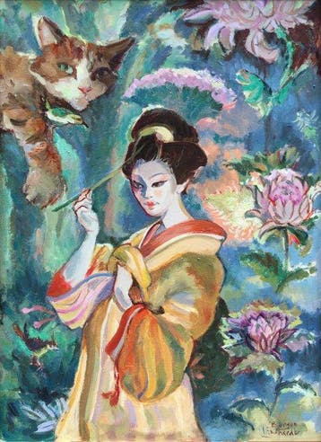 Borgen Lindhardt (1974) - Kimono meisje Nature met kat