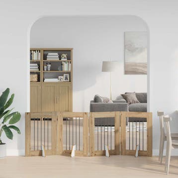 vidaXL Opvouwbaar hondenhek met standaards 4 st Artisanaal, Verzenden, Nieuw