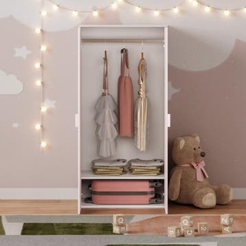 Kinderkast Sandnes 2-deurs 123x60x40 cm wit en roze [en.casa, Verzenden, Nieuw