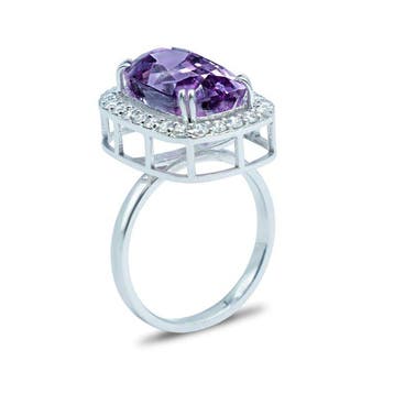 Ring - 14 karaat Witgoud - 8.17ct. tw. Kunziet - Diamant, Nieuw