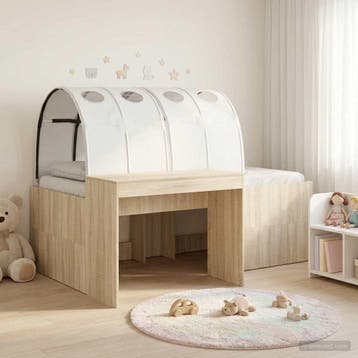 vidaXL Bedframe met tunnel 3 st Sonoma eiken en wit Bewerkt, Verzenden, Nieuw, Bruin, Hout