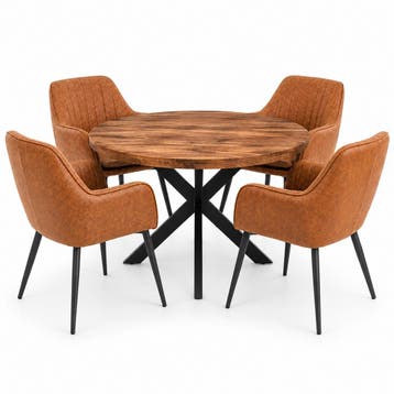 Oscar Deal 120cm walnoot + 4x Vermont misty cognac, Ophalen of Verzenden, Nieuw