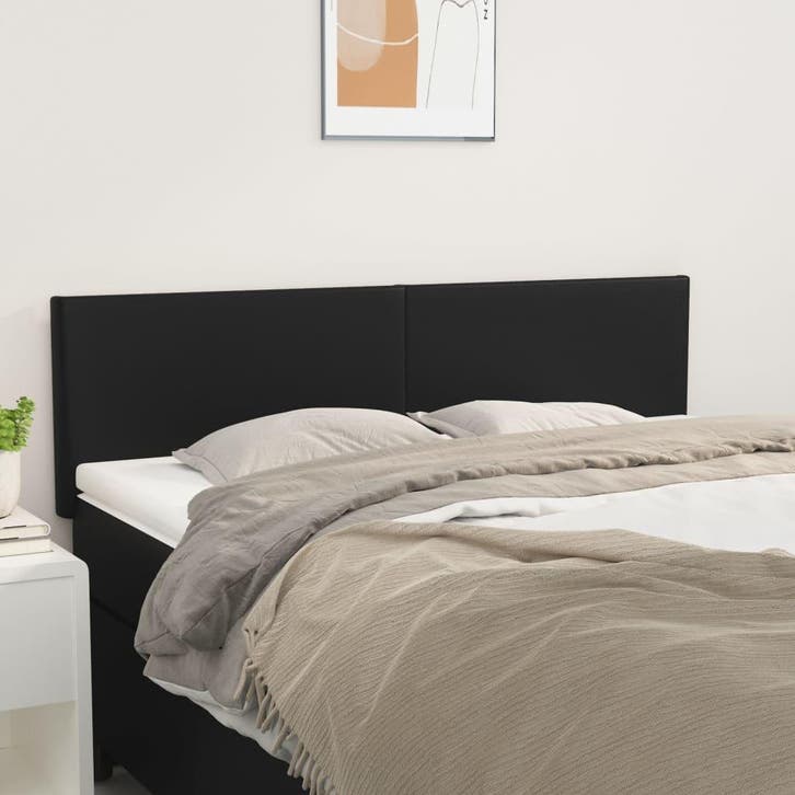 vidaXL Hoofdborden 144x5x78/88 cm kunstleer zwart, Huis en Inrichting, Slaapkamer | Bedden, Zwart, Nieuw, Overige materialen, Verzenden
