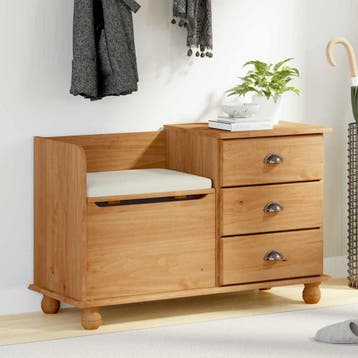 vidaXL Opslagbank ASKIM Bruin 100 x 39 x 62 cm Massief, Verzenden, Nieuw
