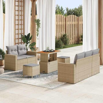 vidaXL Tuin Sofa Set 8 st Beige poly rattan, Verzenden, Nieuw, 8 zitplaatsen