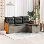 vidaXL 4-delige Loungeset met kussens poly rattan grijs, Verzenden, Nieuw, Rotan, Loungeset
