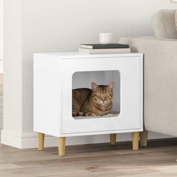 vidaXL Kattenhuis Glanzend Wit 51 x 30 x 52 cm Bewerkt hout, Dieren en Toebehoren, Katten-accessoires, Verzenden, Nieuw