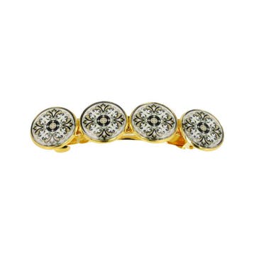 Patentspeld 8cm - Cirkelvorm - Fantasieprint - Goud Zwart, Nieuw