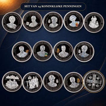 Nederland. Complete Collection of 14 Silver-Plated Medals –