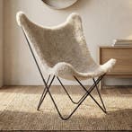 *WOONWINKEL* Vlinderstoel Creme Vacht, Verzenden, Nieuw