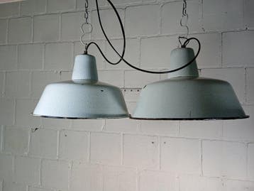 Plafondlamp (2) - Ob2 - Emaille, Staal - Industriële emaille, Antiek en Kunst
