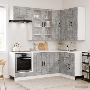vidaXL Keukenblok LUCCA 8 st Betongrijs Bewerkt hout, Verzenden, Nieuw, Grijs