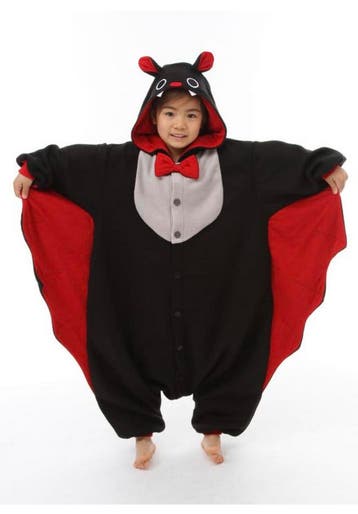 KIMU® Onesie Vleermuis Pak 128-134 Vleermuispak Kostuum Zwar, Ophalen of Verzenden, Nieuw, 134 t/m 140