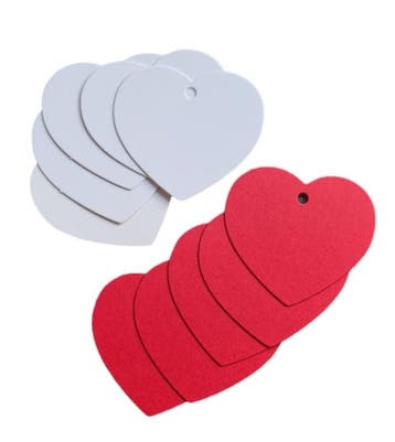 10x Cadeaulabel hart rood / wit (Per 10 Stuks, Cadeaulabels), Ophalen of Verzenden, Nieuw