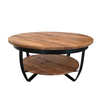 Salontafel Mangohout Rond Maeve 90 cm, Verzenden, Rond, Nieuw, Industriële meubels