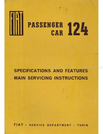 1966 FIAT 124 WERKPLAATSHANDBOEK ENGELS