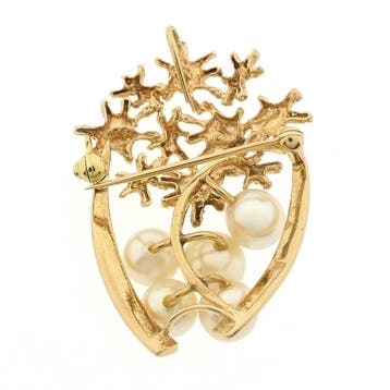 Vintage gouden hanger/broche met parels (Hanger of bedel), Ophalen of Verzenden, Gebruikt, Goud, Overige merken