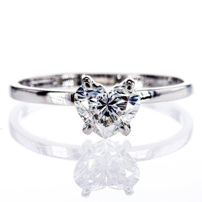 Zonder minimumprijs - Verlovingsring - 14 karaat Witgoud -, Sieraden, Tassen en Uiterlijk, Antieke sieraden