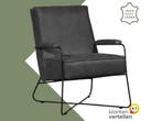 Leren fauteuil Hope - Vintage Grey (grijs), Huis en Inrichting, Fauteuils, Nieuw, Ophalen of Verzenden, Eigentijds, Industrieel, Modern, Scandinavisch