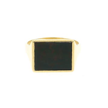 Gouden zegelring met heliotroop, Sieraden, Tassen en Uiterlijk, Ringen, Gebruikt, 20 of groter, Heer, Ophalen of Verzenden