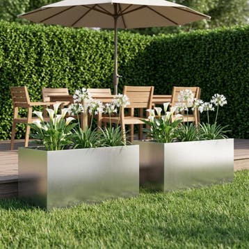 vidaXL Plantenbak 2 st zilver 80 x 50 x 50 cm Roestvrij, Verzenden, Minder dan 60 cm, Nieuw, Metaal