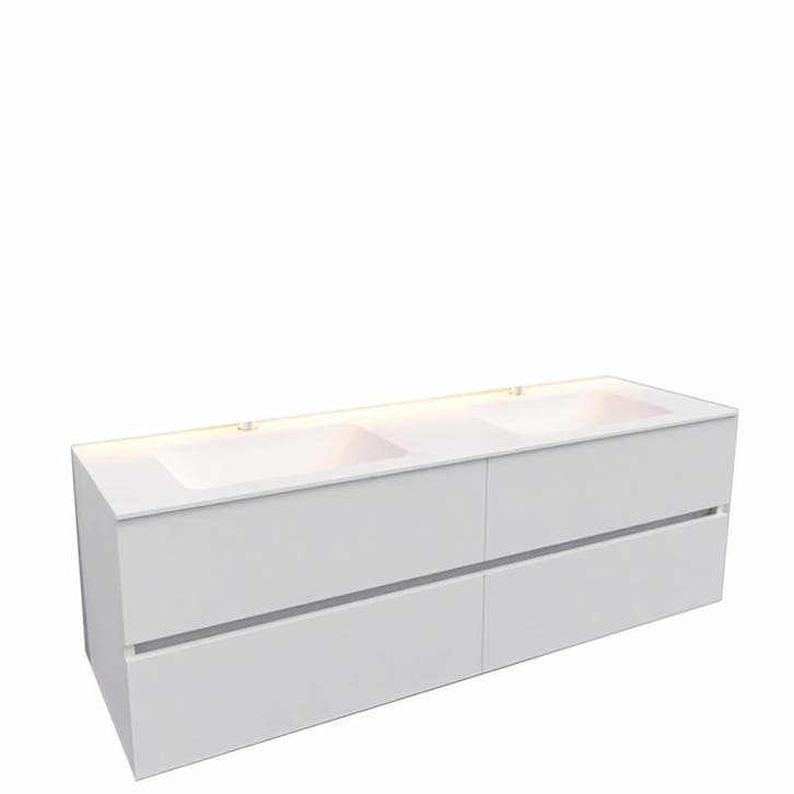 Badkamermeubel Solid Surface AQS Oslo 150x46 cm Dubbel Mat, Huis en Inrichting, Badkamer | Badkamermeubels, Ophalen of Verzenden