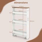 LIVSK Ultradunne Opbergkar met Oplaadstation - 4 Niveaus - H, Verzenden, Nieuw