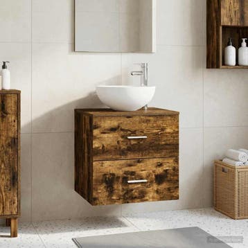 vidaXL Wandgemonteerde Wastafel Vanity Gerookt eiken 49,5 x, Verzenden, Nieuw