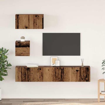 vidaXL Tv-meubelset 3 st Oud Hout Bewerkt hout, Minder dan 50 cm, Verzenden, Nieuw, Minder dan 100 cm