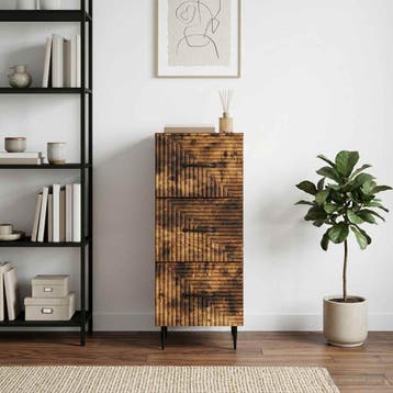 vidaXL Ladenkast Gerookt eiken 33 x 34,5 x 89,5 cm Bewerkt, Verzenden, Nieuw