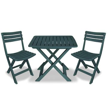 vidaXL 3-delige Bistroset inklapbaar kunststof groen, Tuin en Terras, Verzenden, Nieuw, Textileen, 3 zitplaatsen